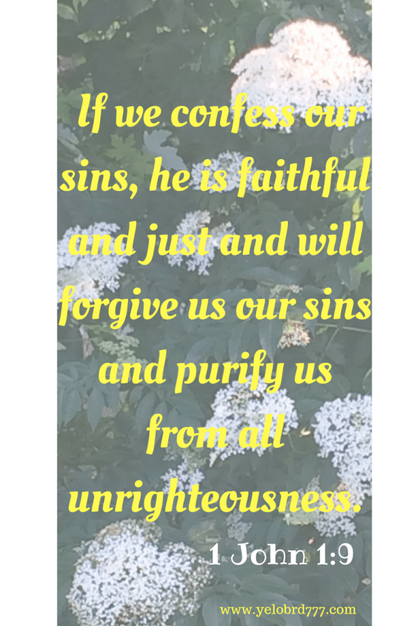 1 John 1_9_ %22If we confess our sins, he is faithful and just and will forgive us our sins and purify us from all unrighteousness.%22